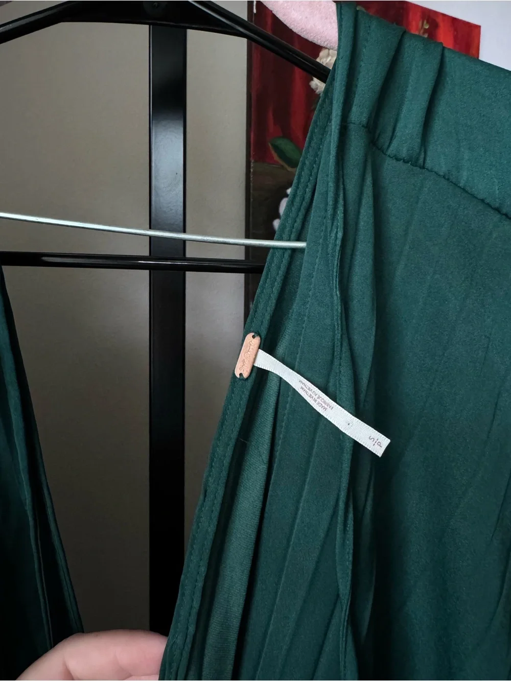 Free people Emerald Green V-Neck Mini Dress with Tie Waist - Picture 7 of 11